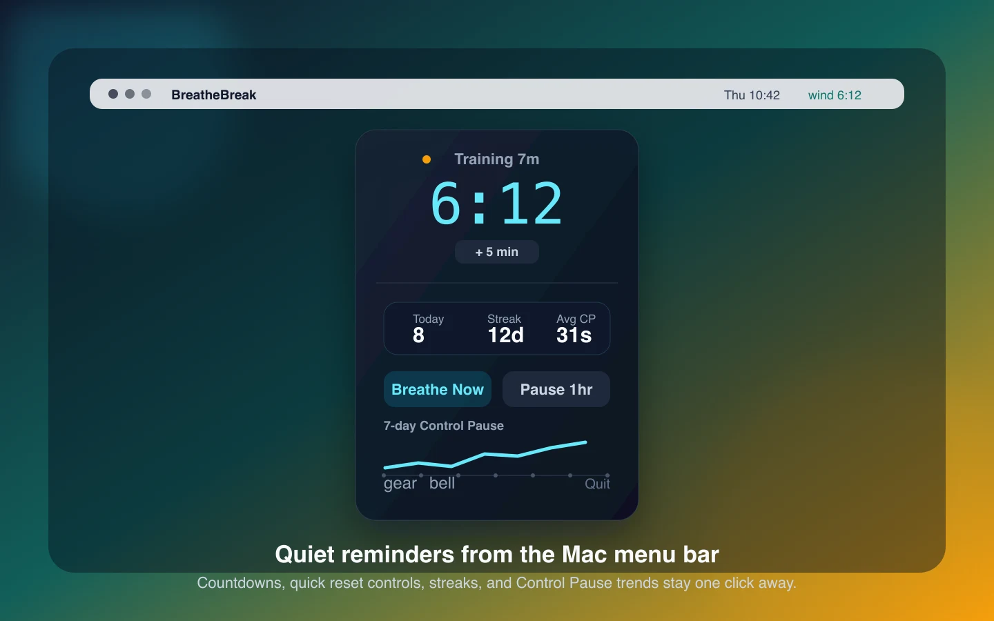 BreatheBreak menu bar countdown