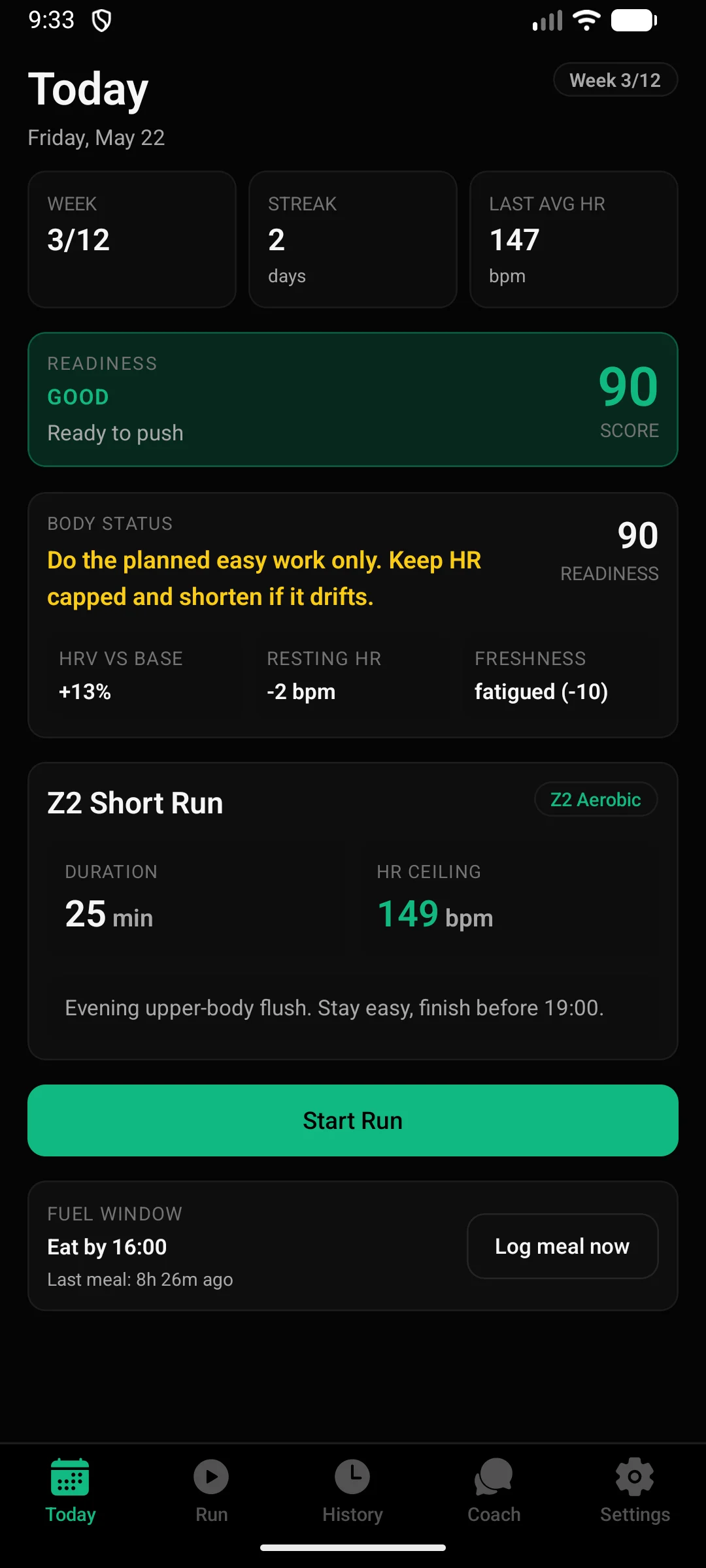 Personal Fitness Tracker readiness screen